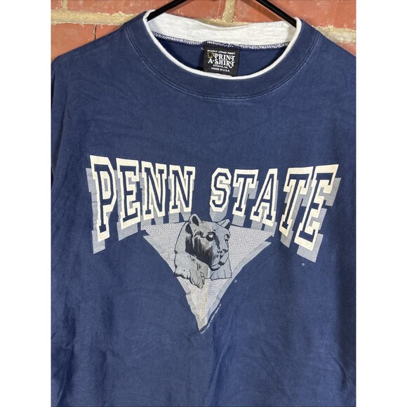Vintage 90s 1991 Penn State Shirt Nittany Lions Blue PSU College NCAA Adult XL - Picture 2 of 6